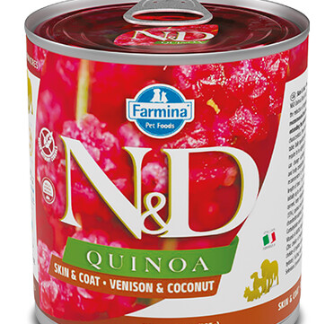 Консервирана храна за кучета Farmina N&D Quinoa SKIN & COAT с елен и кокос - 285г