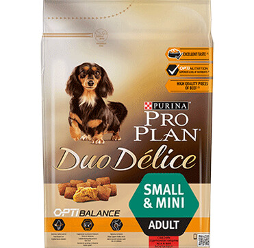 PURINA® PRO PLAN® Duo Delice Adult Small с OPTIBALANCE™, богата на говеждо - 2,5кг