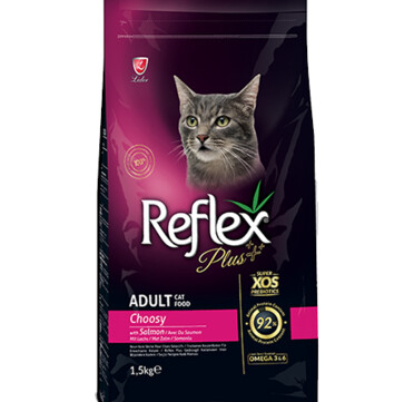 REFLEX PLUS ADULT CAT CHOOSY WITH SALMON Специална храна със сьомга за изключително капризни израснали котки от всички породи