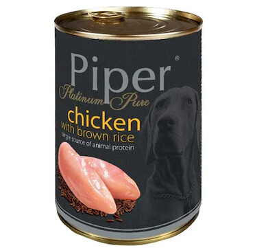 Консерва за куче Piper PLATINUM PURE with chicken and brown rice - пилешко и кафяв ориз - 400гр.